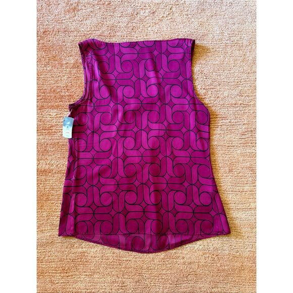 NWT Elie Tahari Silk Sleeveless Top Geometric Print Purple NWT Size S - Picture 7 of 7